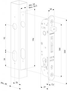 LOCINOX COMPLETE INSERT LOCK SET Drawing