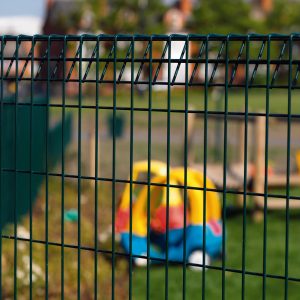 Roll top mesh fencing with smooth curved edges for safety for schools and playgrounds